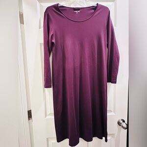 Lands' End Dress Long Sleeve Purple Size Petit Medium